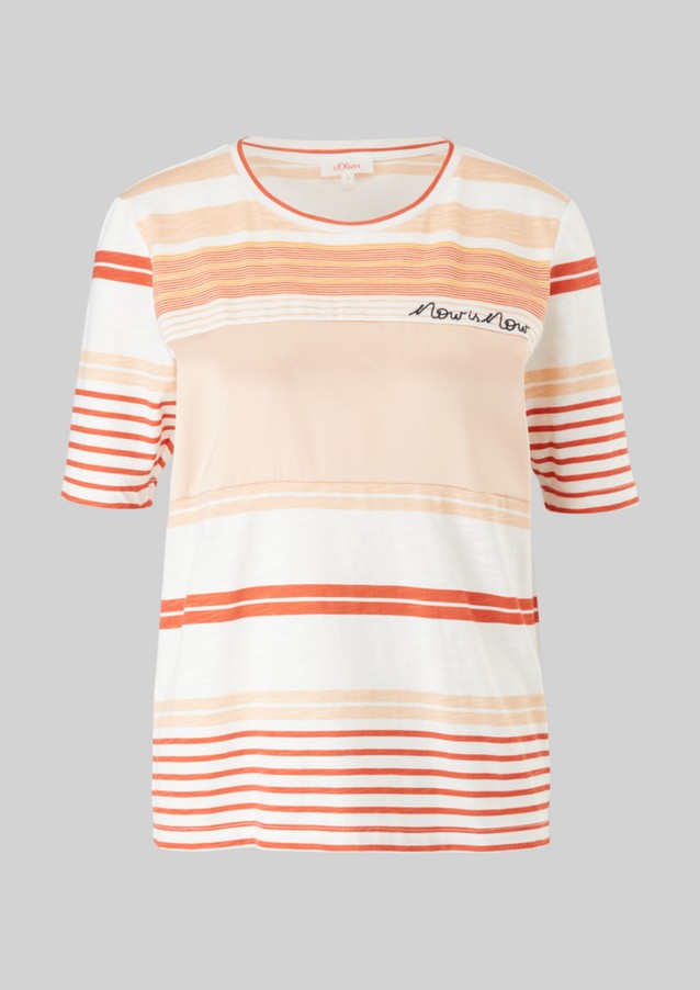 Damen Shirts & Tops | T-Shirt mit Satin-Einsatz - ZP87090