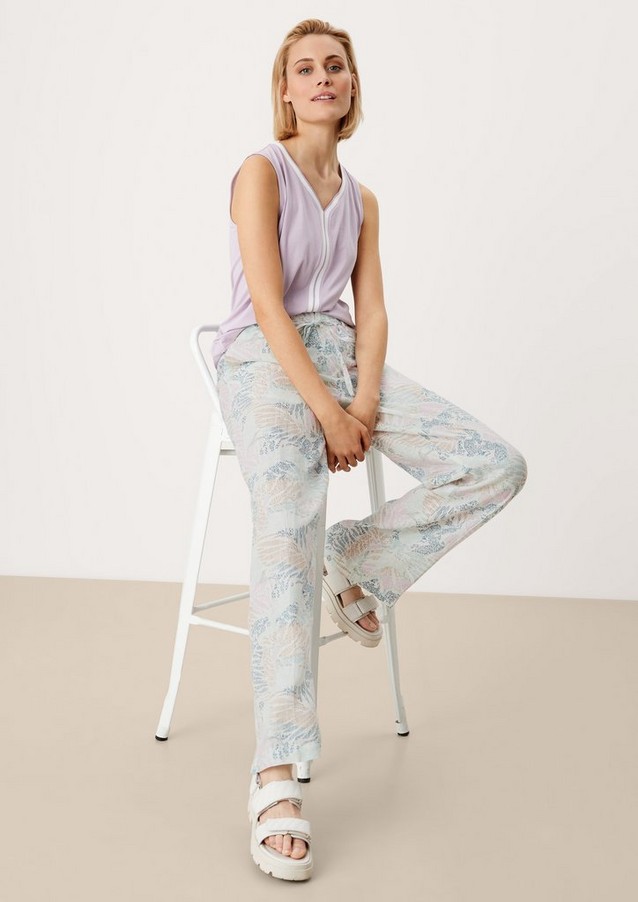 Femmes Pantalons | Regular : pantalon en lin à imprimé floral - OM68450