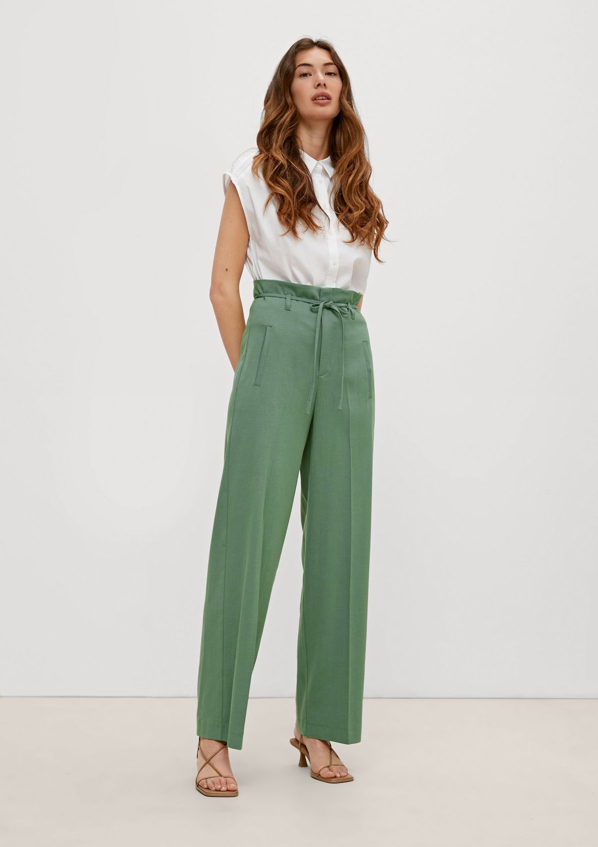 Regular fit: trousers with linen from comma