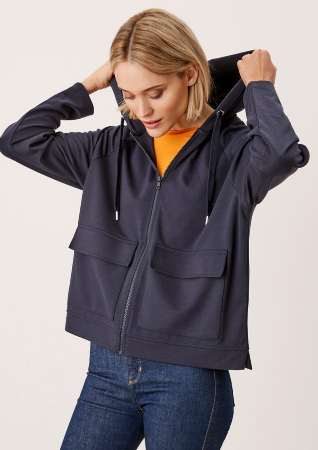 Women Cardigans | Hooded jacket with patch pockets - NN76252
