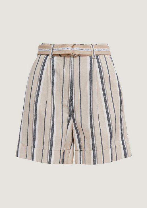 Regular fit: blended linen shorts with a belt from comma