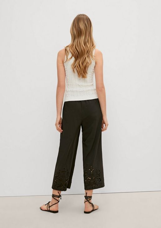 Regular fit: trousers with broderie anglaise from comma