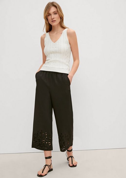 Regular fit: trousers with broderie anglaise from comma