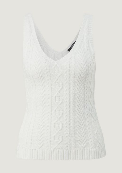 Top with a cable knit pattern from comma