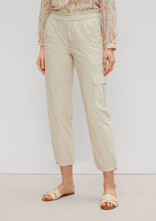 Relaxed: trousers with an elasticated frilled waistband from comma