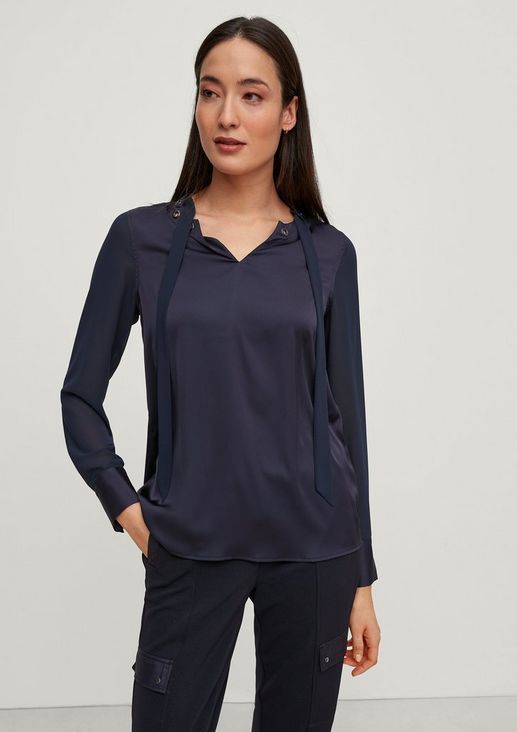 Satin blouse with chiffon sleeves from comma
