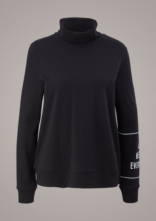 Polo neck top with printed lettering from comma