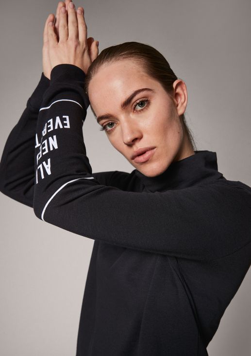 Polo neck top with printed lettering from comma
