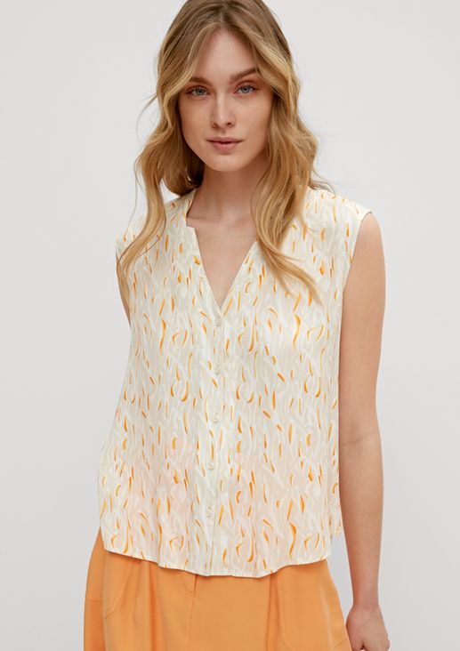 Sleeveless blouse with all-over pattern from comma