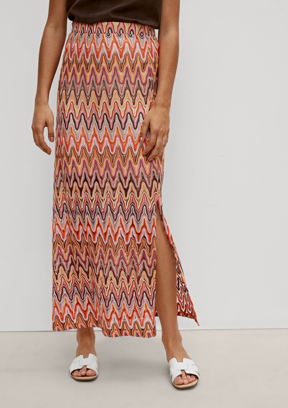 Midi skirt in a colourful crocheted look from comma
