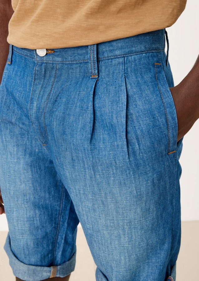 Men Bermuda Shorts | Linen blend denim Bermudas - AY68922