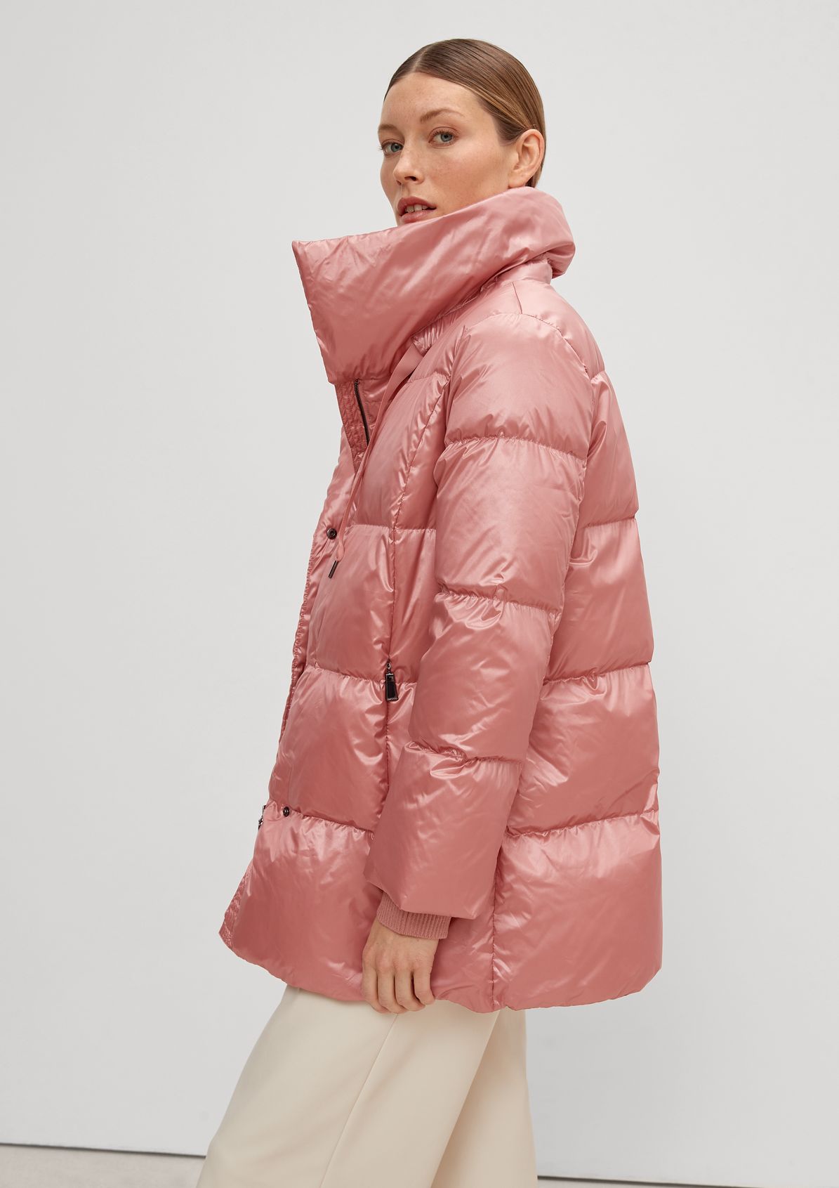 comma Quilted jacket with a large stand-up collar