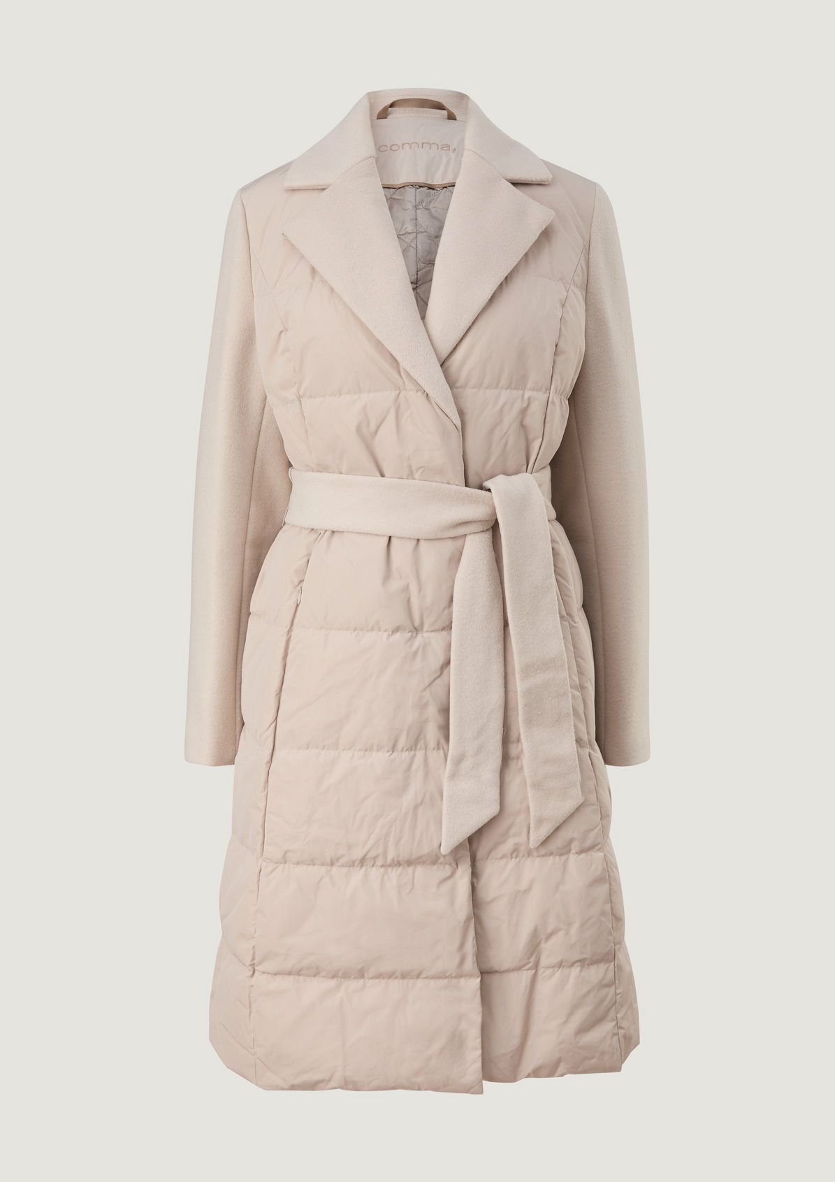 Down coat with a tie-around belt from comma
