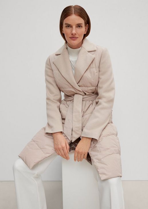 Down coat with a tie-around belt from comma