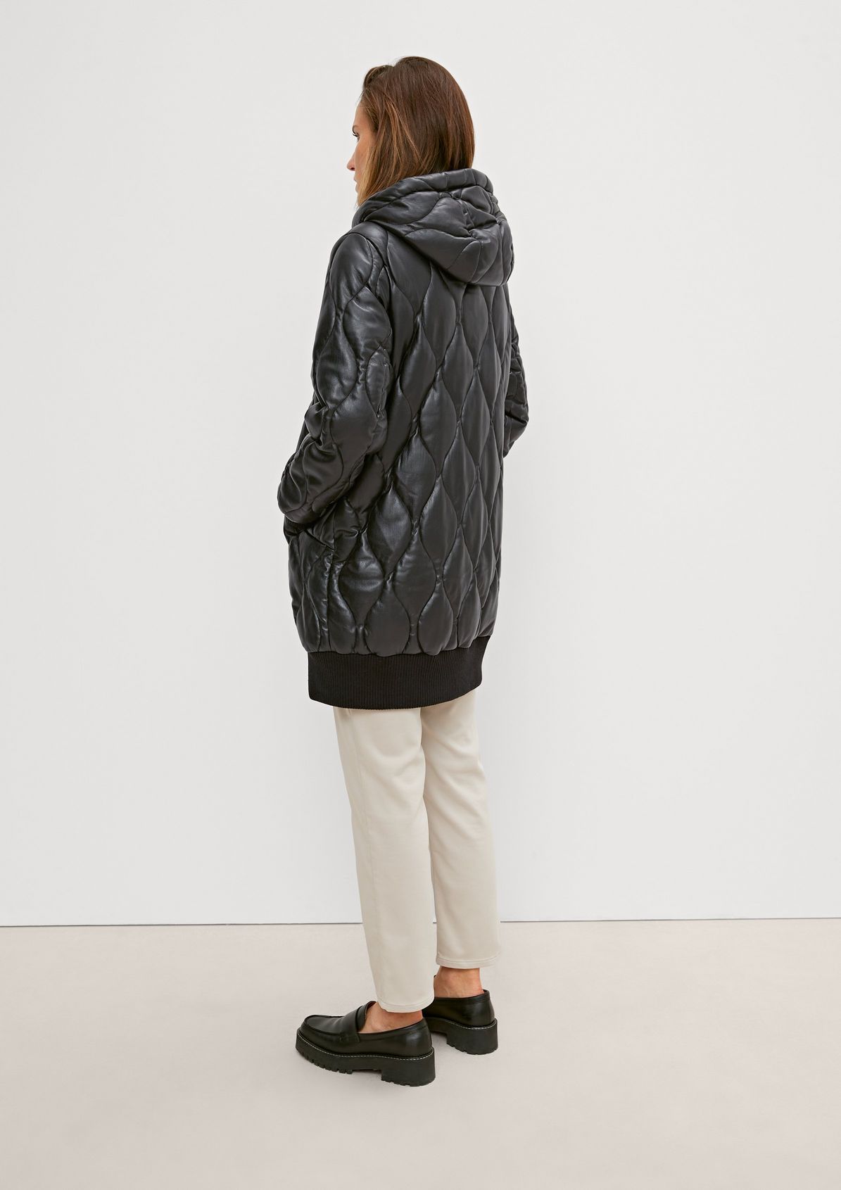 Leather-look quilted coat from comma