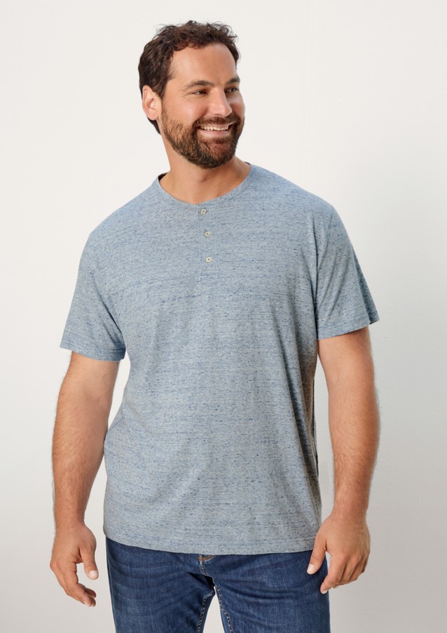 Hommes Big Sizes | T-shirt à col tunisien en coton mélangé - FY81533