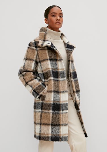 Wool blend coat with a checked pattern from comma