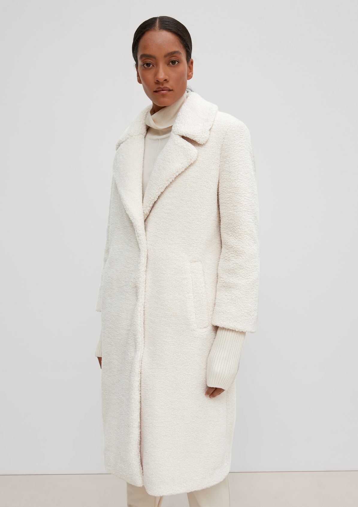 Teddy plush coat with a lapel collar from comma
