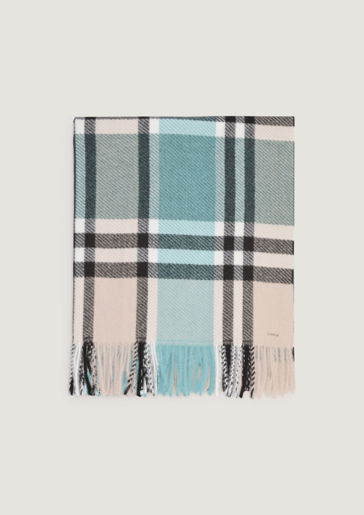 Soft check scarf with fringing from comma