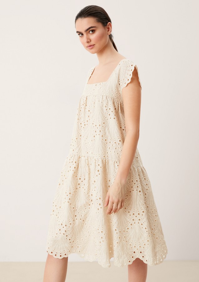 Women Dresses | Undyed lace dress made of linen - FL81648