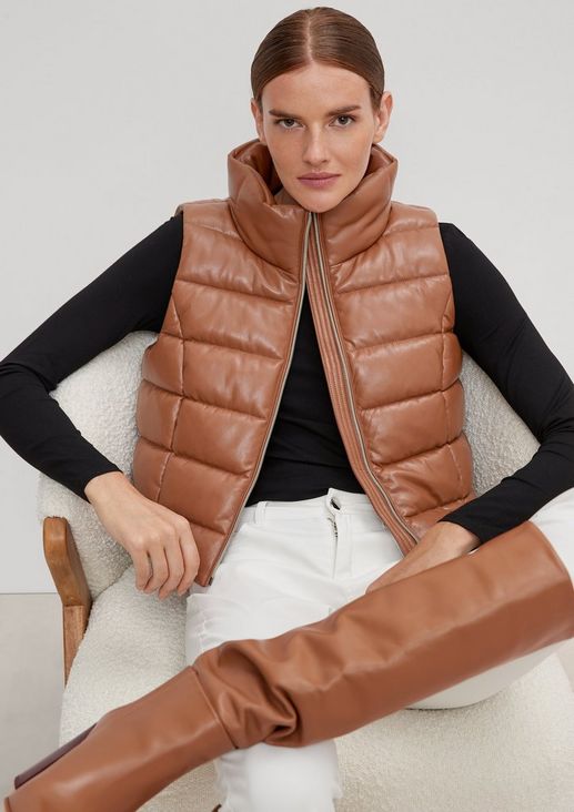 Faux leather quilted body warmer from comma