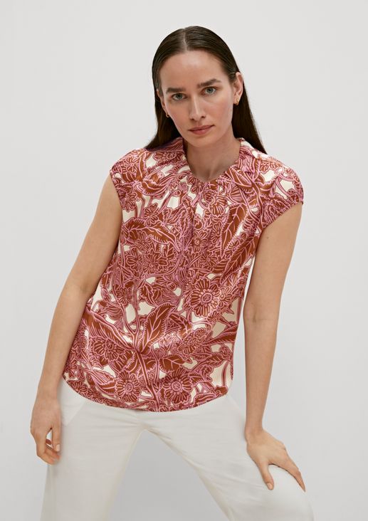 Satin blouse with a gathered neckline from comma