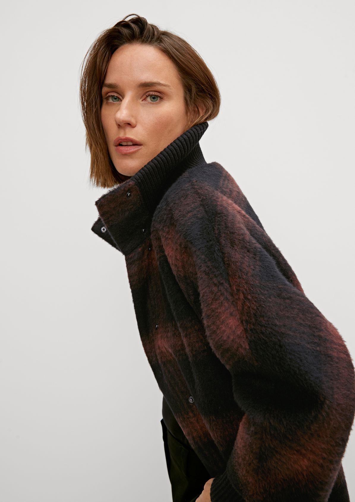 Cape coat with a check pattern from comma