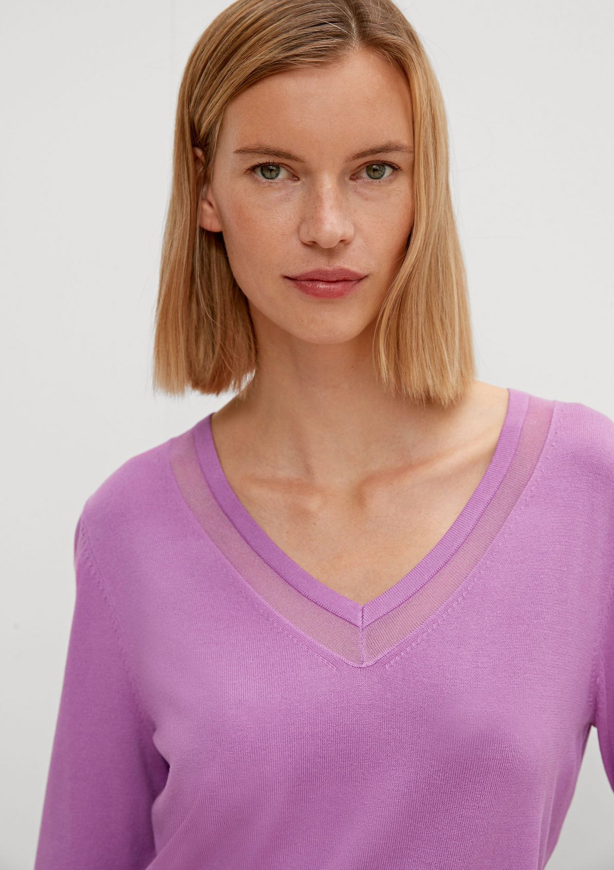 Jumper with semi-sheer trim from comma