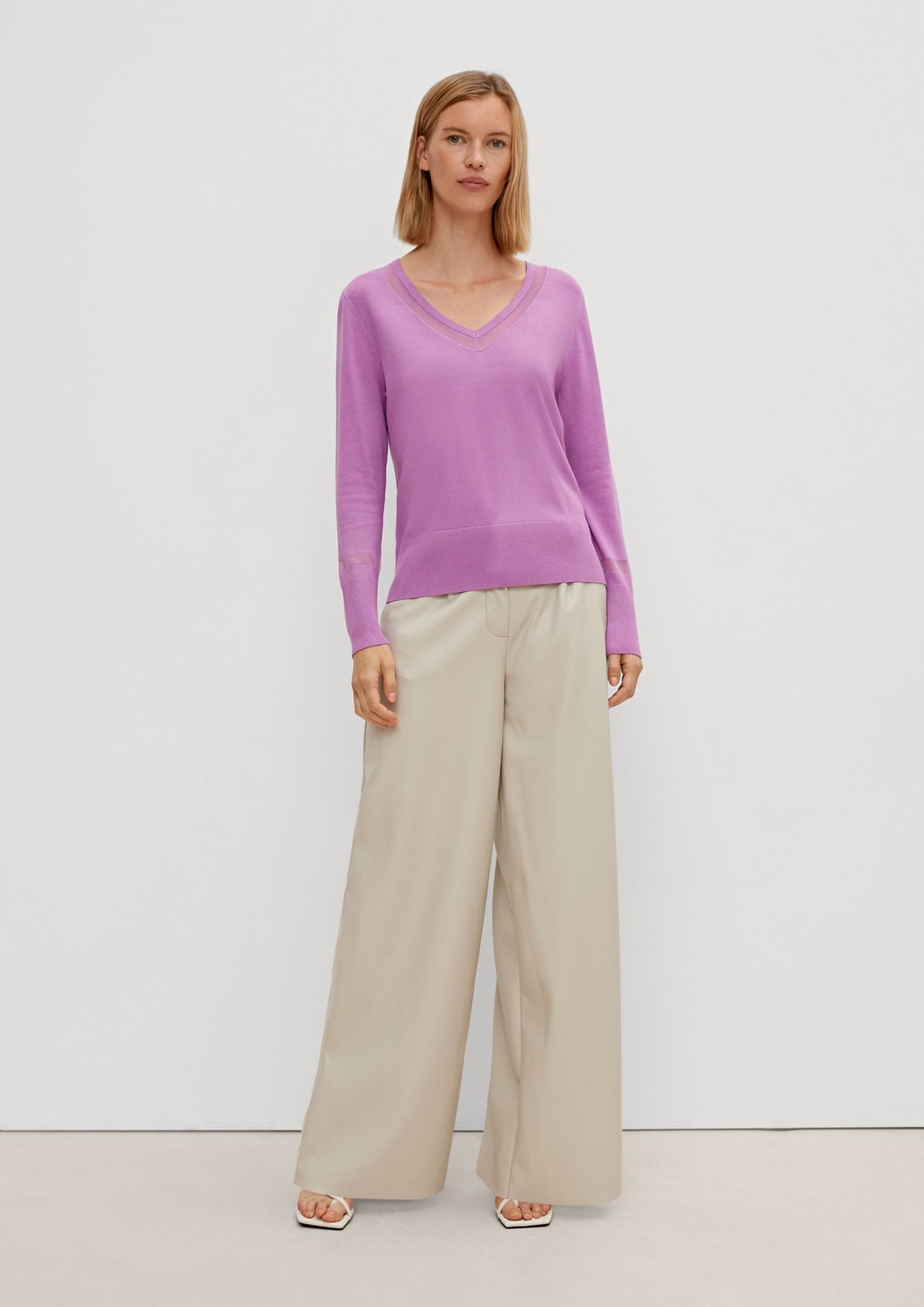 Jumper with semi-sheer trim from comma