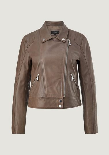 Leather jacket with asymmetric zip from comma