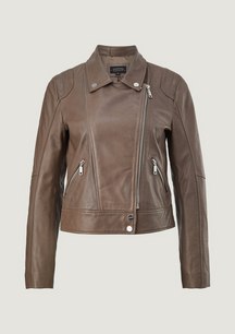 Leather jacket with asymmetric zip from comma