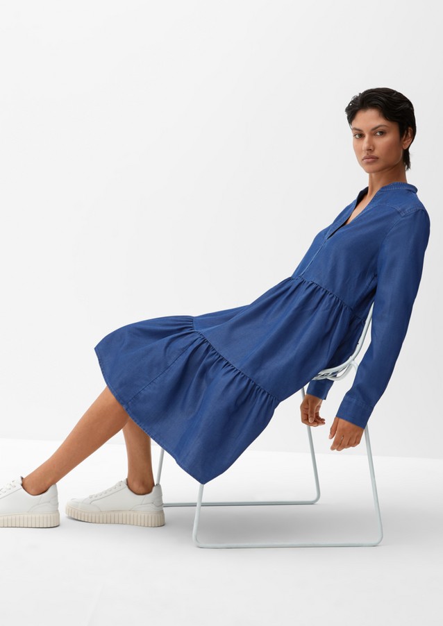 zonnebloem schrijven En Dames Midi-jurk met strokenrok - diepblauw | www.soliver-online.be