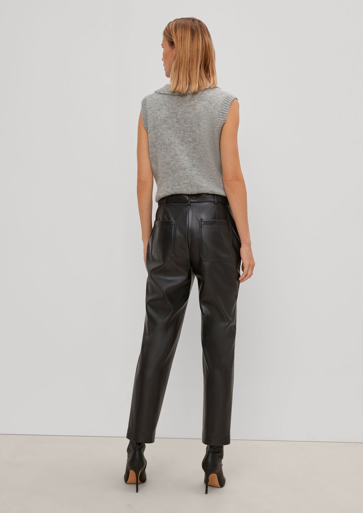 Regular fit: faux leather trousers from comma