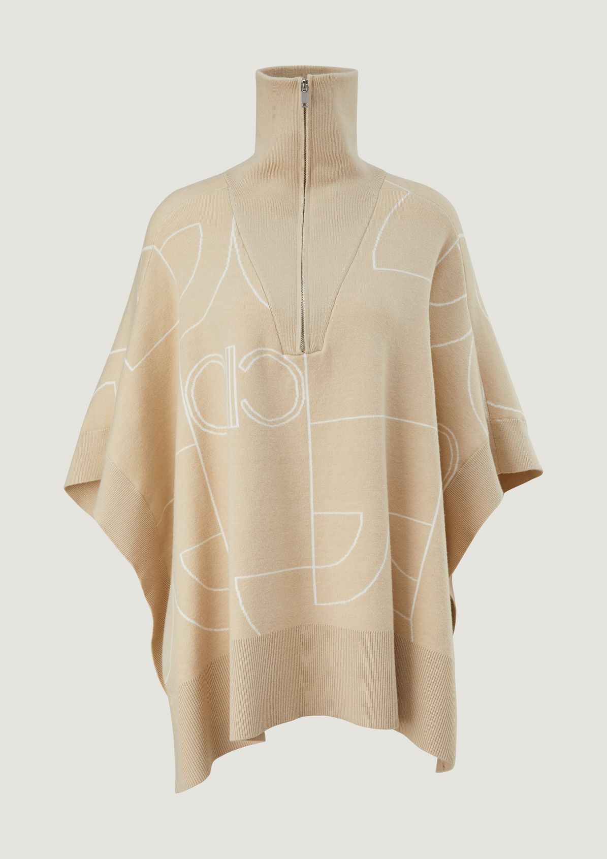 Double-faced poncho with a zip neck from comma