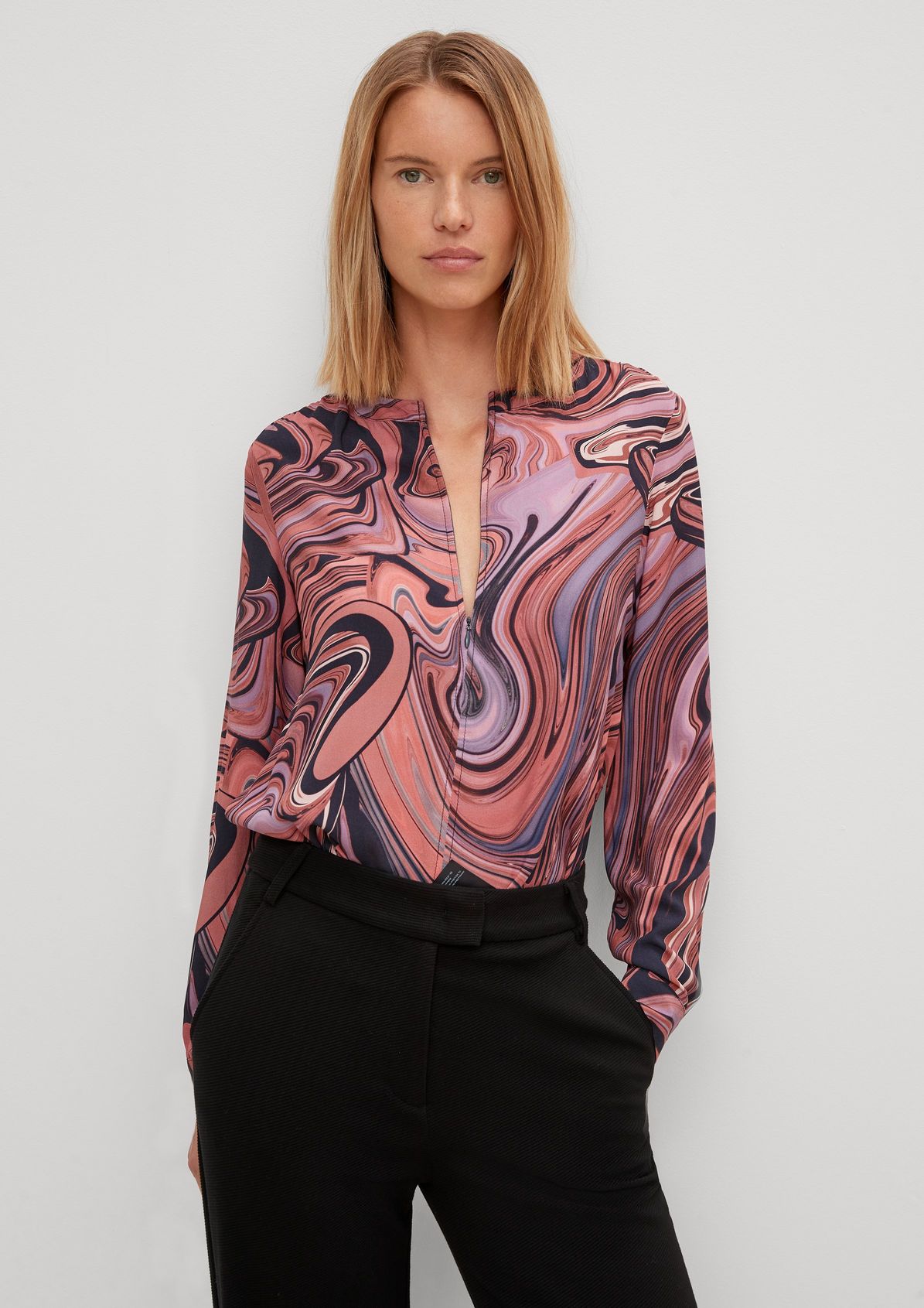 Viscose blouse with a full-length zip from comma