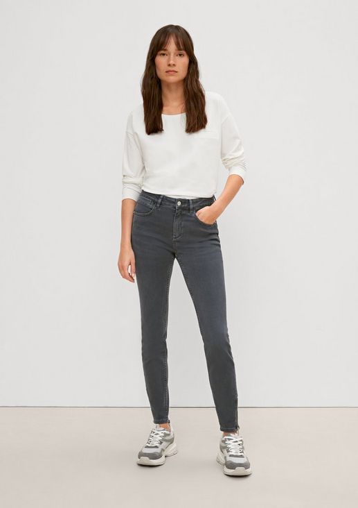 Skinny: Jeans mit Zippern am Beinsaum 