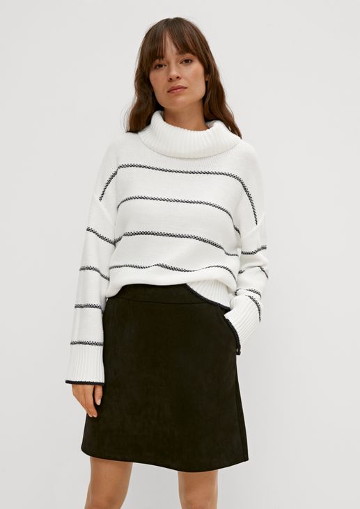 Polo neck jumper with stripes from comma