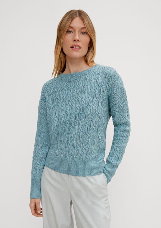 Knitted jumper with a cable pattern from comma