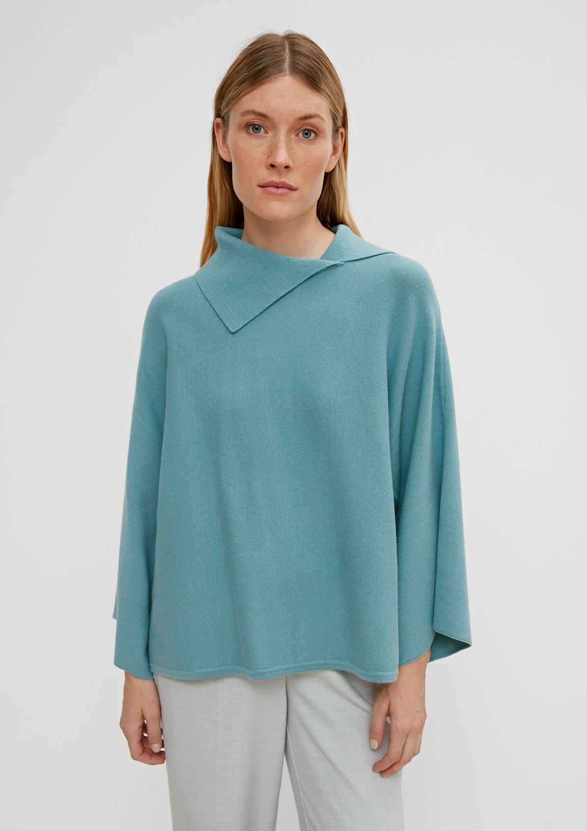 Poncho jumper with a ribbed collar from comma
