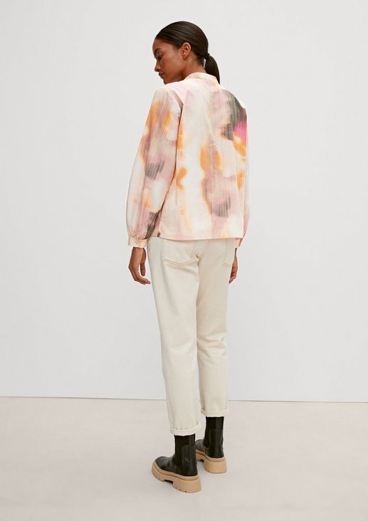 Patterned blouse with a stand-up collar from comma