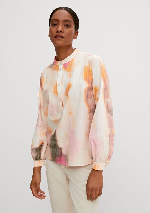 Patterned blouse with a stand-up collar from comma