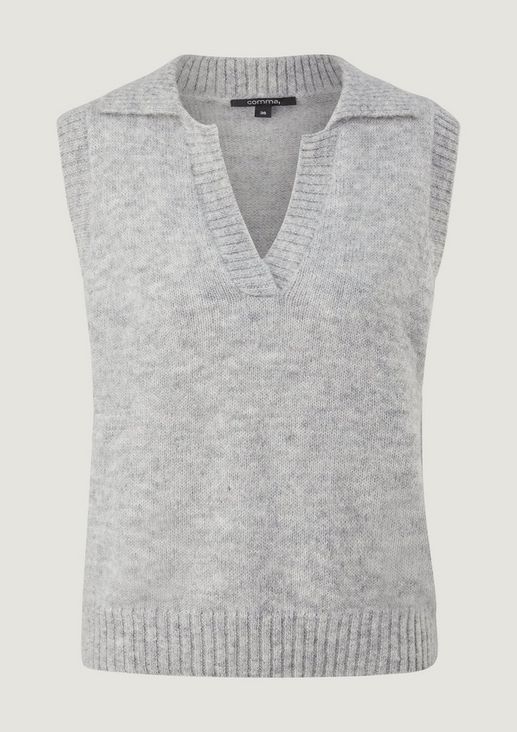Sleeveless jumper with polo shirt collar from comma