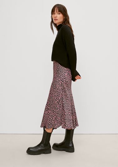 Printed satin skirt from comma