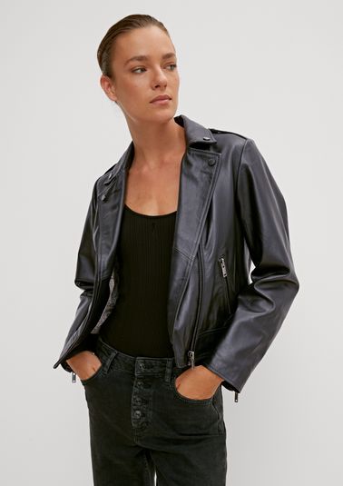 Leather jacket in a biker look from comma