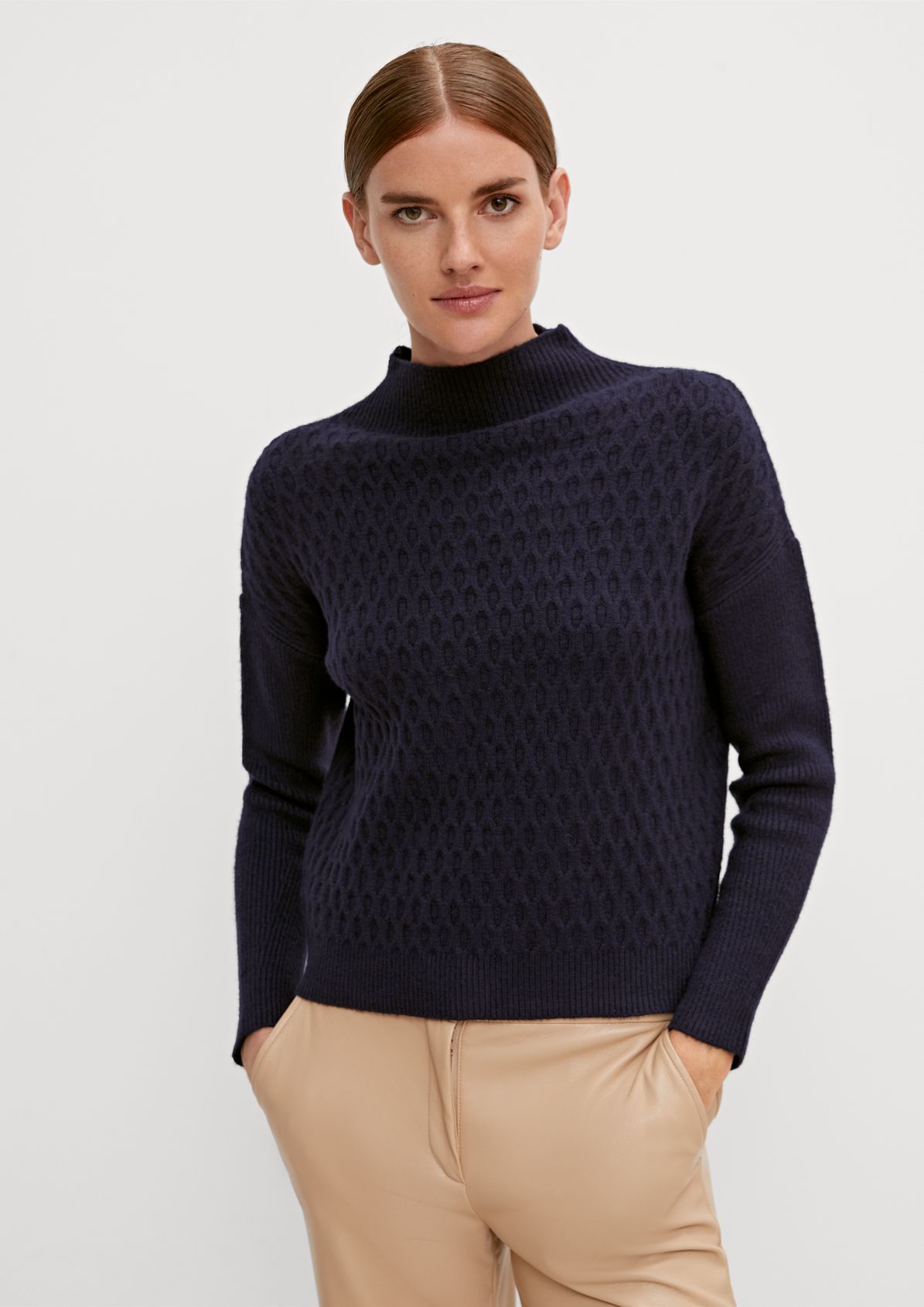 Knit jumper with a stand-up collar from comma