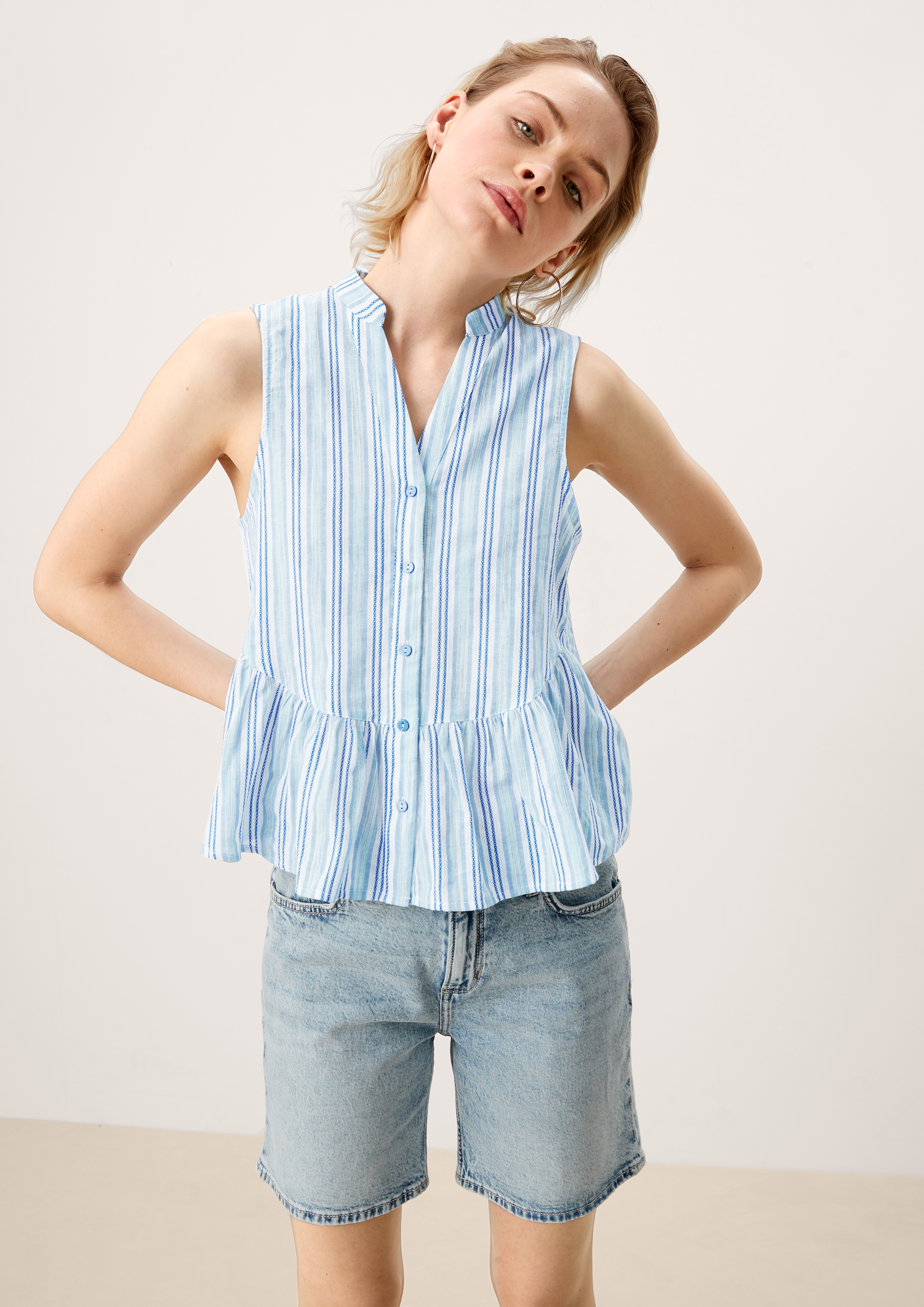 Jeans bluza brez rokavov