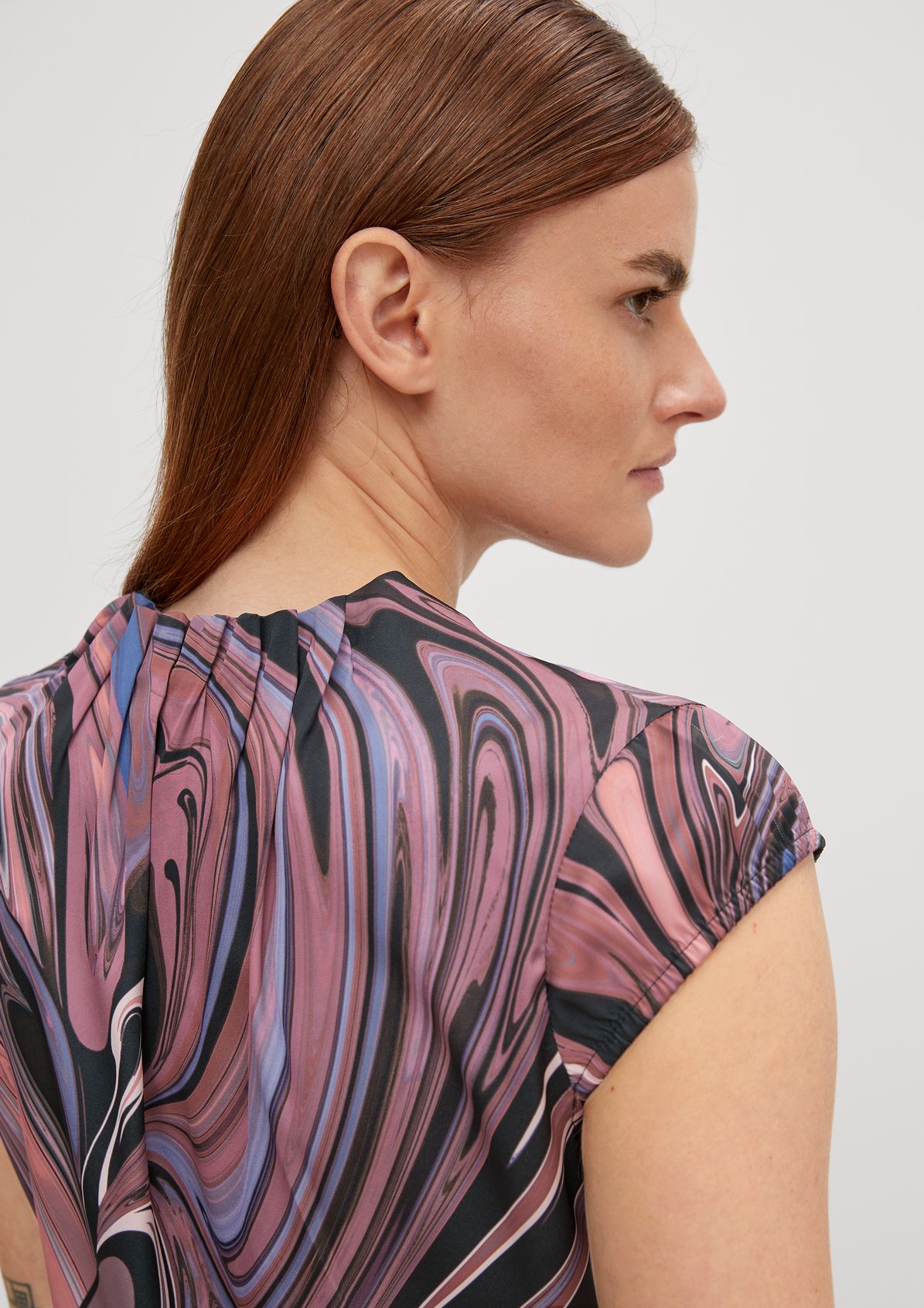 Printed blouse top made of satin from comma