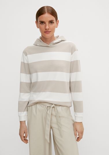 Hoodie with block stripe pattern from comma