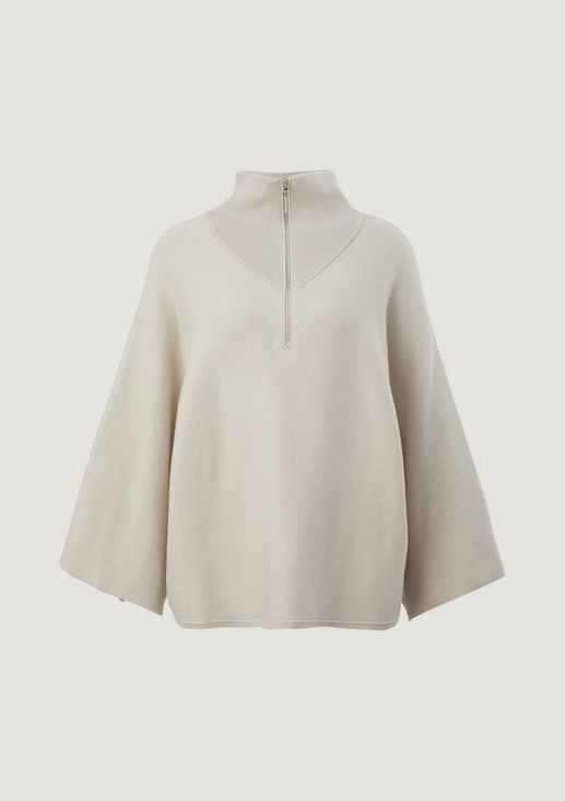 Soft jumper with zip-neck collar from comma