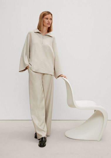 Soft jumper with zip-neck collar from comma
